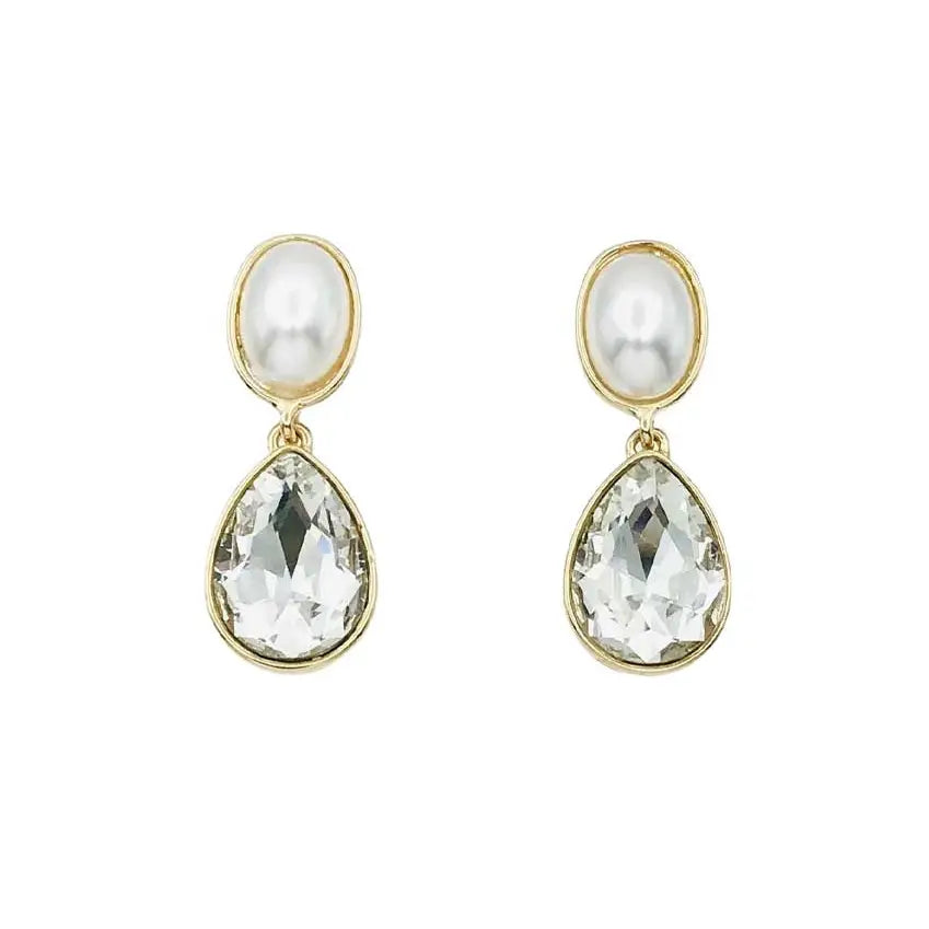 Pearl and Clear Teardrop Crystal .75
