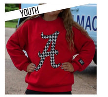 Lulu Mac houndstooth sweatshirt Alabama youth and adult