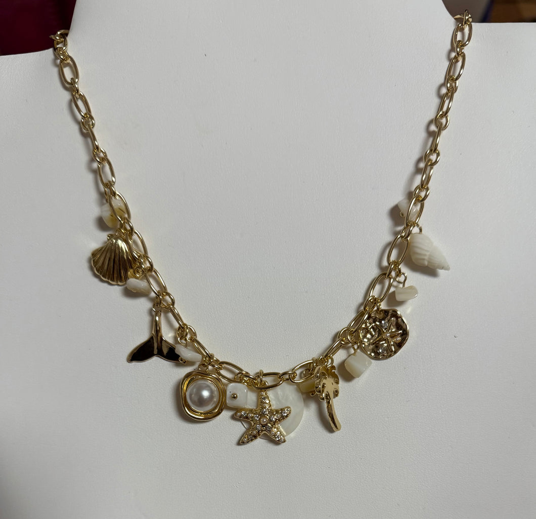Seashell charm necklace