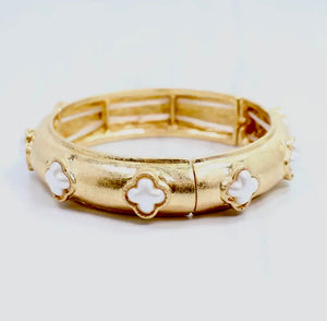 Clover Stretch Bracelet Worn Gold