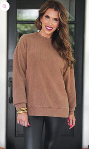 Brown corded pullover