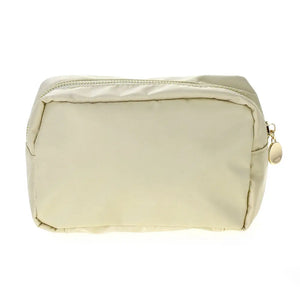 Round Zippered Nylon Cosmetic Pouch Bag