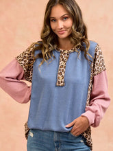 Stand By Me Animal Print Solid Rib Top