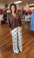 Cream- brown polka dot pants drawstring