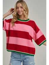 Wide Stripe Loose Fit Sweater red/pink