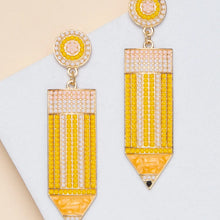 Pencil Rhinestone Earrings