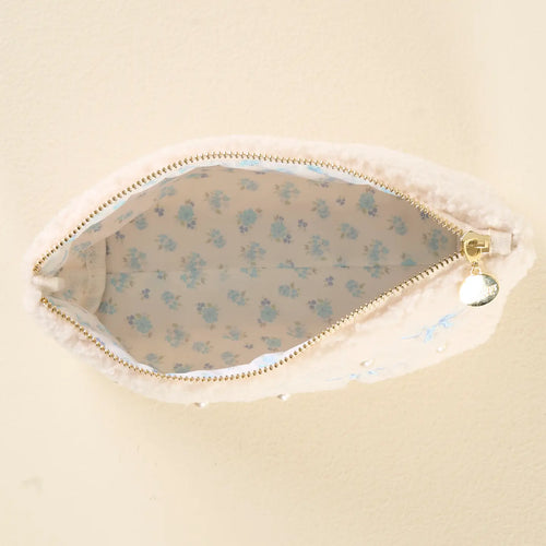 Teddy Pouch-Bows Blue