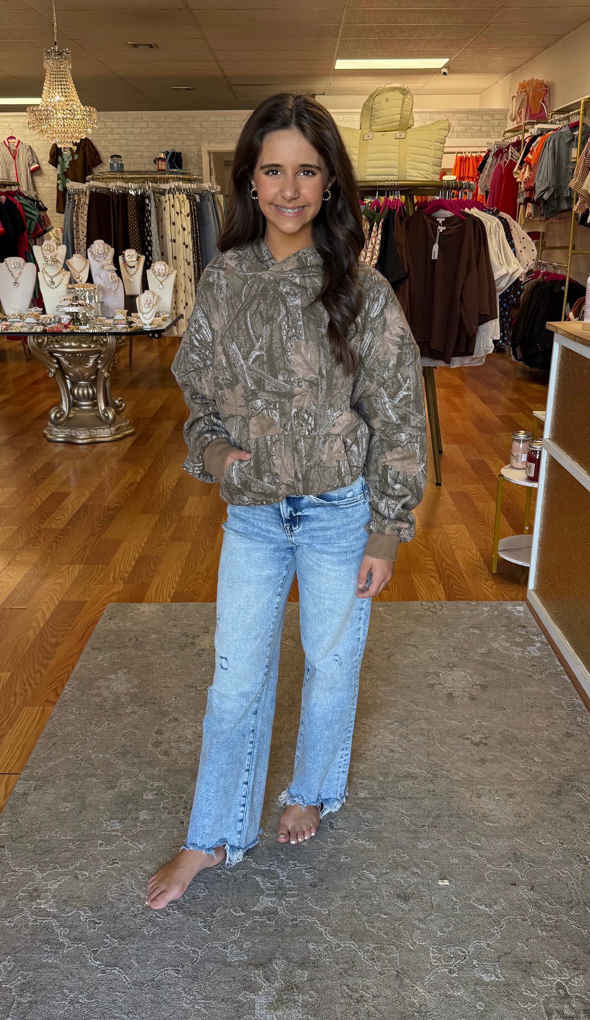 Camo hoodie front pockets
