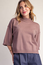 Mocha Mock Neck 3/4 Sleeves Sweater