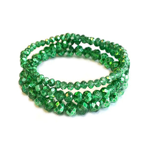 3 Pcs Set Stackable Crystal Glass Beaded Stretch Bracelets