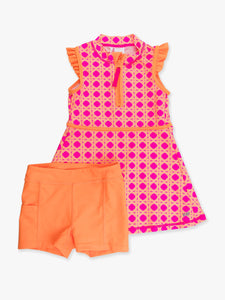 Girls Neon Sherbet Cane Flutter Sleeve Active Dress & Bike Short Set-BEAUTIFUL COLORS