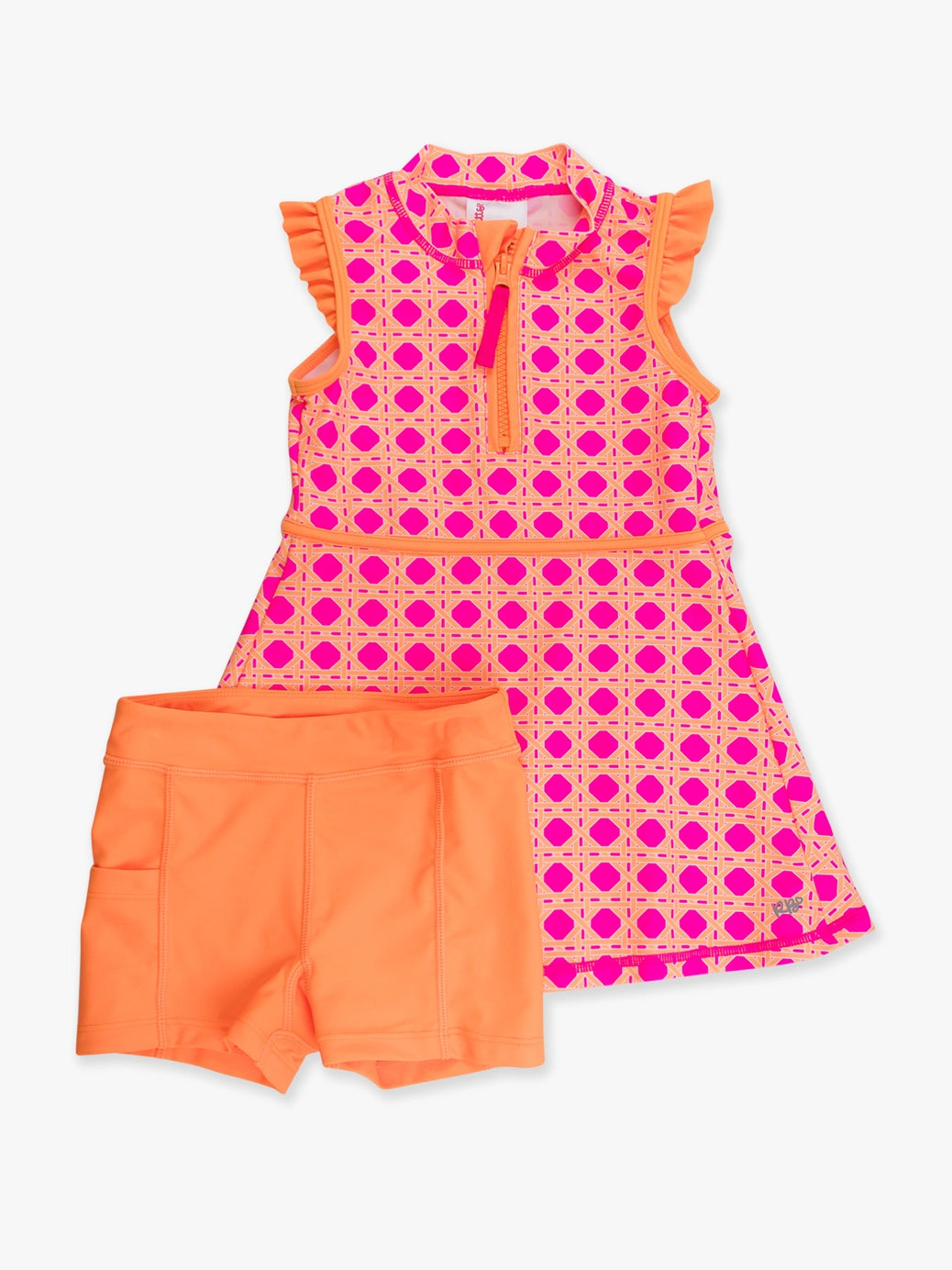 Girls Neon Sherbet Cane Flutter Sleeve Active Dress & Bike Short Set-BEAUTIFUL COLORS