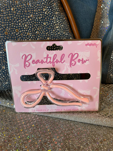 Beautiful Pink Bow Claw Clip
