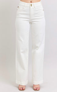 White Judy blues high waist button trouser fit