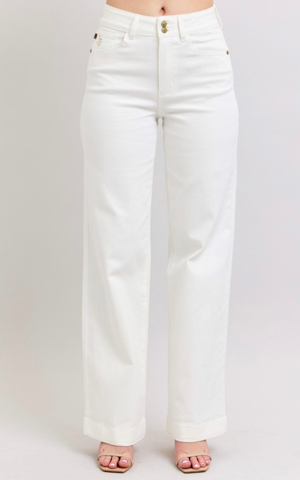 White Judy blues high waist button trouser fit