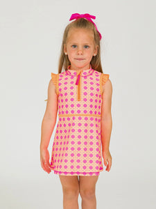 Girls Neon Sherbet Cane Flutter Sleeve Active Dress & Bike Short Set-BEAUTIFUL COLORS