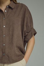Brown button down top