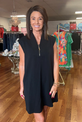 Black dress- gold zipper/ super soft