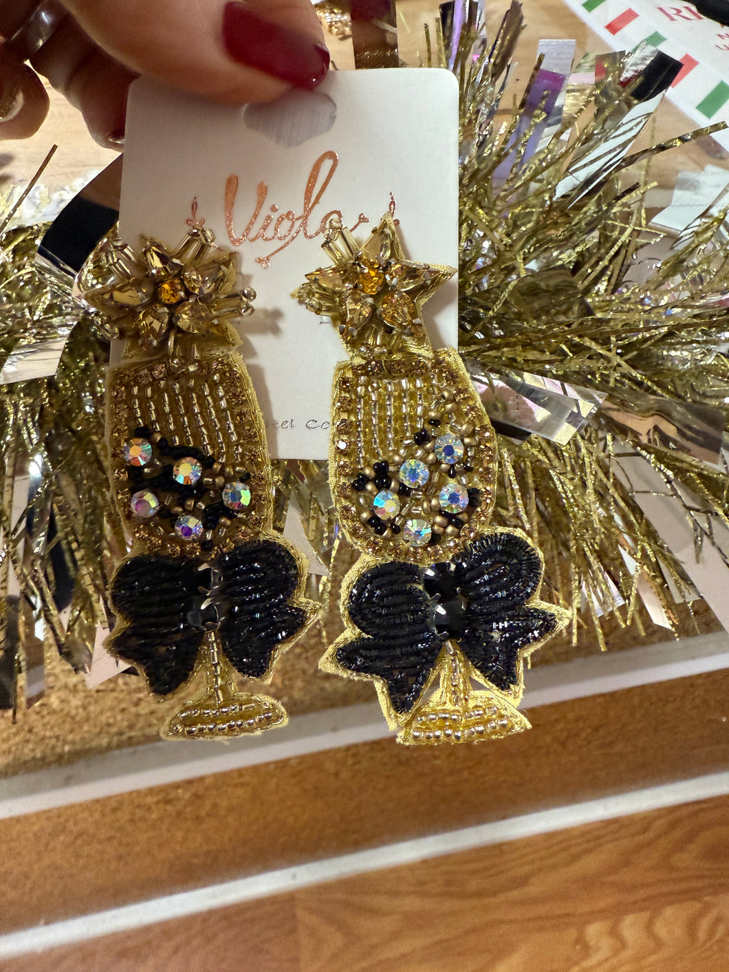 Champagne bow celebrate earrings