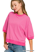 Striped Contrast Trim Rib Banded Top-great fit