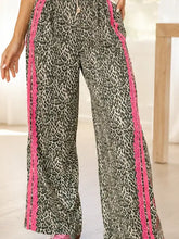 Pink Wild Leopard Lace Detail Pants
