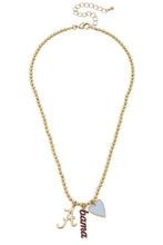 Alabama Crimson Tide Ball Bead Charm Necklace in Shiny Gold