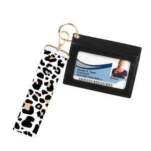 Black Wallet with leopard Wristlet Strap