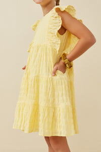 Girls Shadow Texture Exaggerated Ruffle Dress