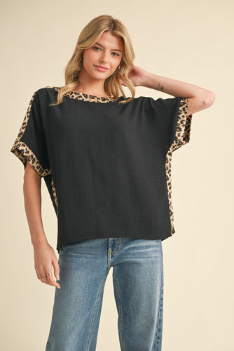Black leopard top