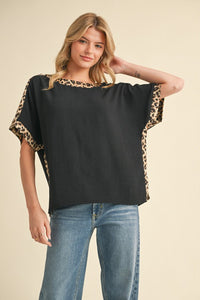 Black leopard top