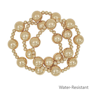 Set of 3 14mm Ball and 5mm Beaded Stretch Bracelets