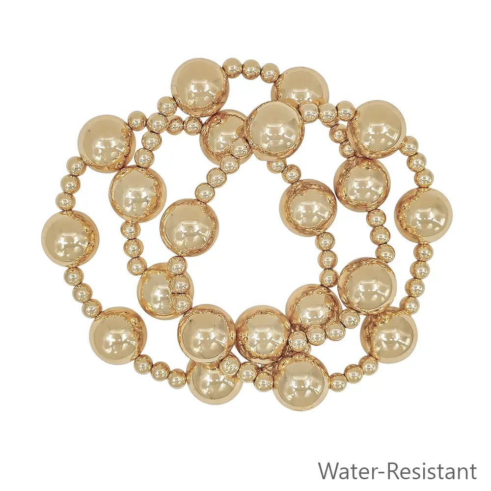 Set of 3 14mm Ball and 5mm Beaded Stretch Bracelets