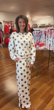 Cream and brown polka dot set now detail on pants
