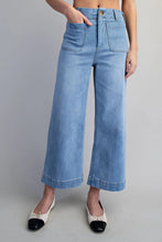 Straight leg denim pants front pockets