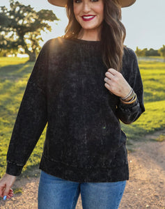 Black corded pullover