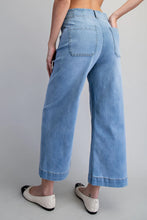 Straight leg denim pants front pockets