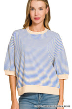 Striped Contrast Trim Rib Banded Top-great fit