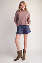 Mocha Mock Neck 3/4 Sleeves Sweater