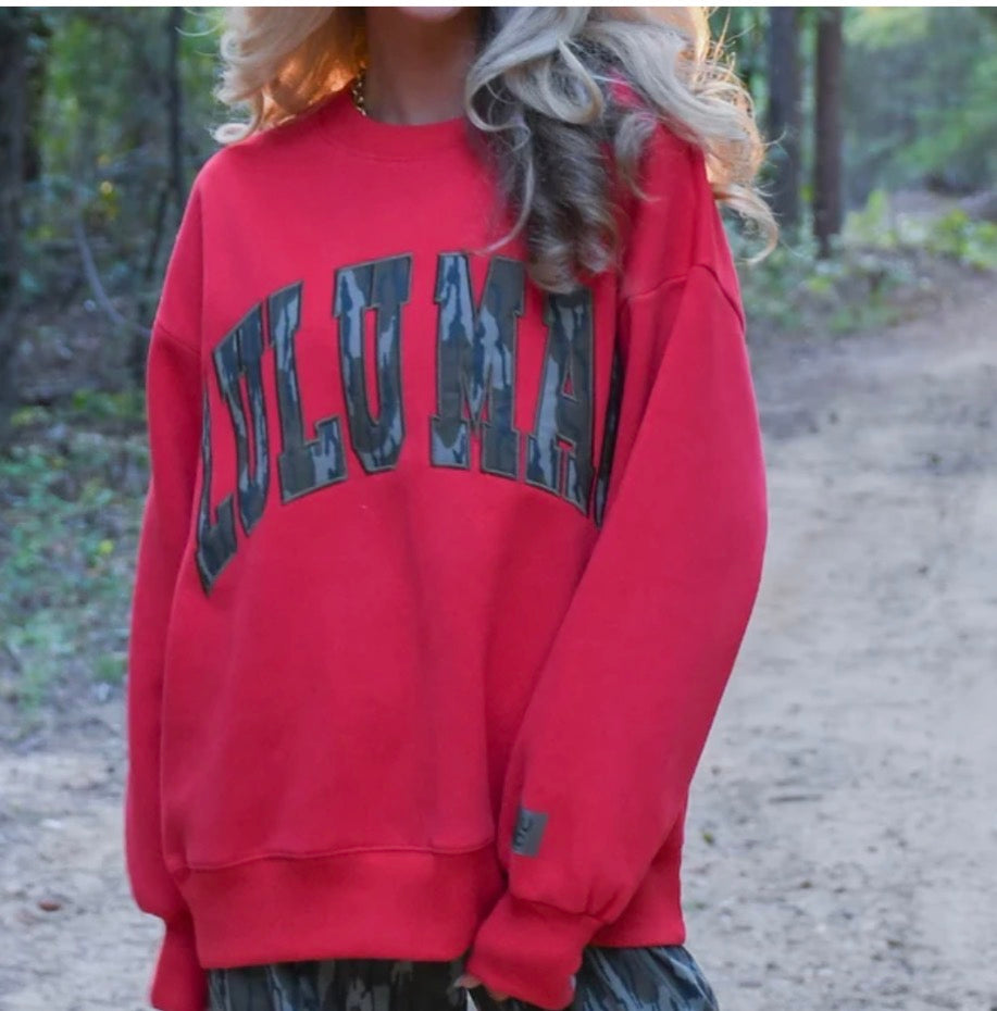 Lulu Mac bottomland camo sweatshirt -red