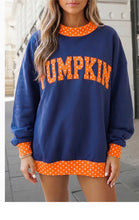 Pumpkin Polka Dot Letter Mock Neck Sweatshirt
