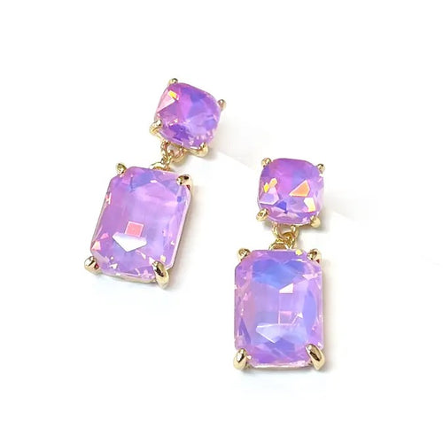 Square Lilac Ab Earrings