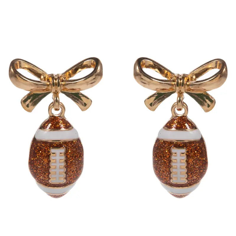 Gold Bow with Glitter Football 1.25