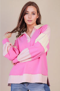 Color Block Solid & Stripe Casual Knit Top
