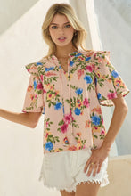 Floral Printed Short Sleeve Blouse