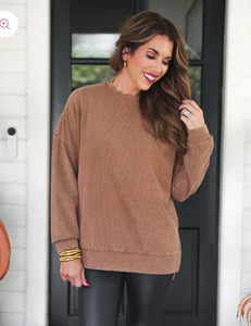 Brown corded pullover
