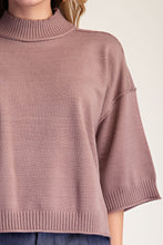 Mocha Mock Neck 3/4 Sleeves Sweater