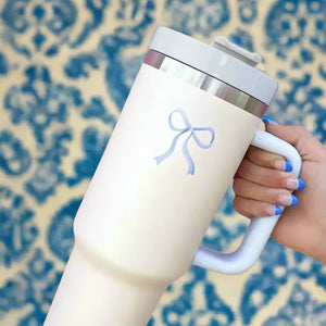40 oz Cream with  Bow Tumbler