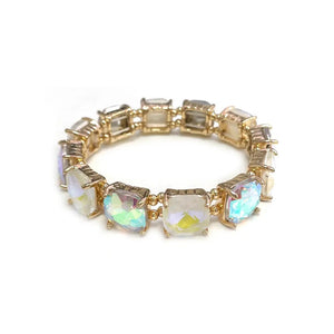 White Ab Square Bracelet