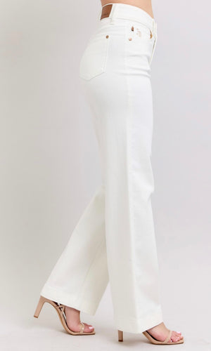 White Judy blues high waist button trouser fit