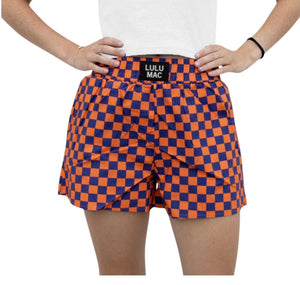 Lulu Mac orange/navy check shorts
